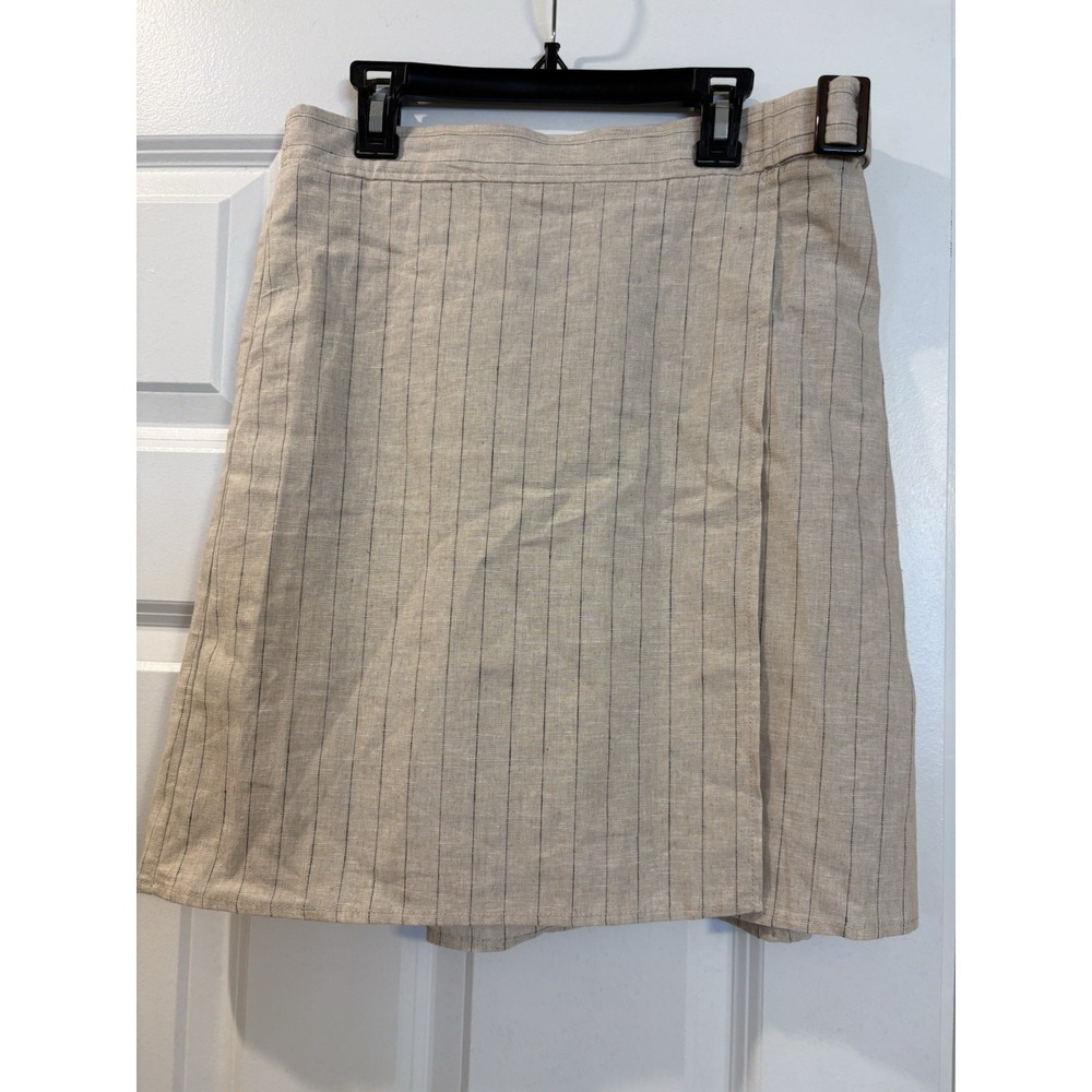 Max Studio Linen Blend Wrap Mini Skirt, Small